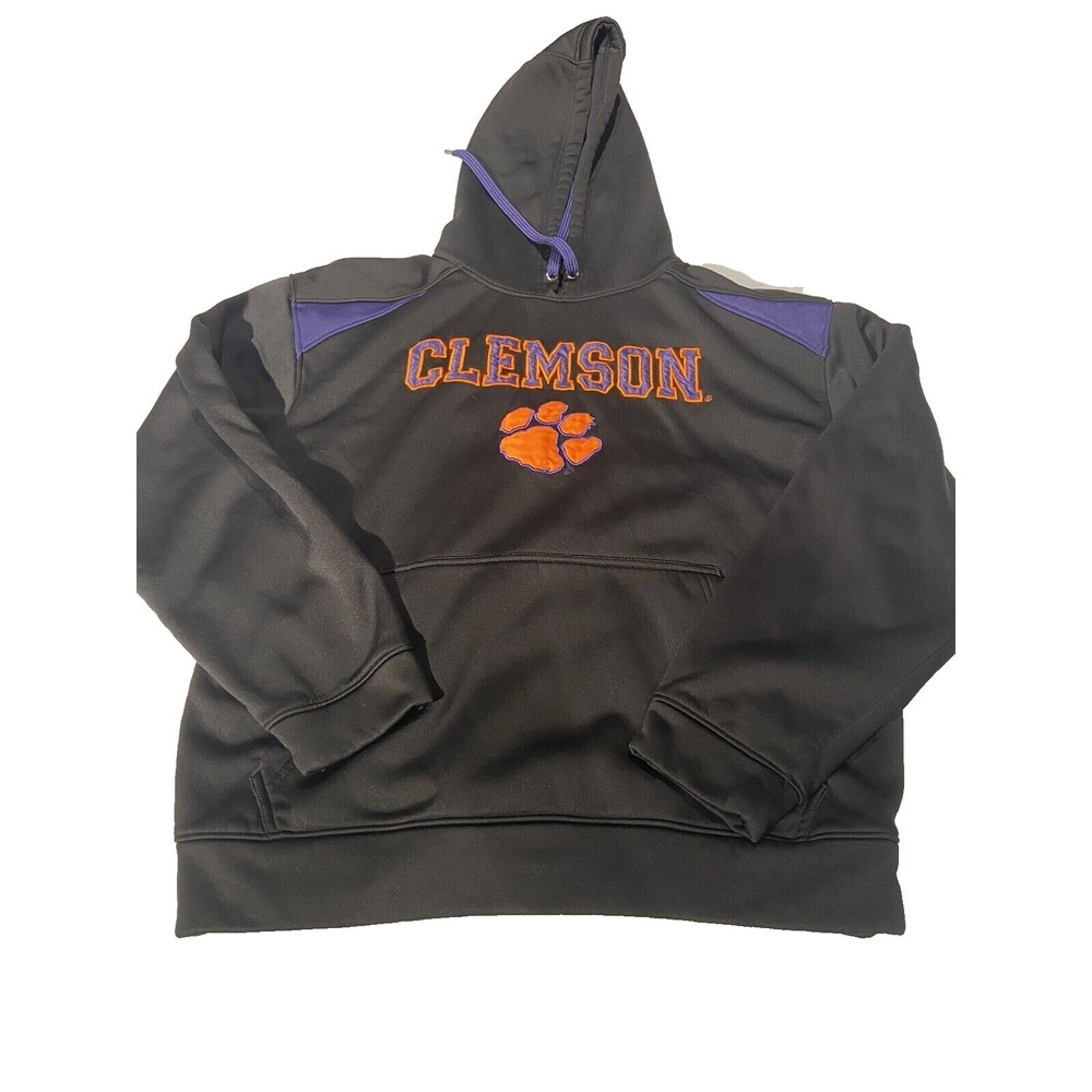Clemson Tigers Hoodie Mens M Black Purple Embroidery NCAA Football Sweatshirt
